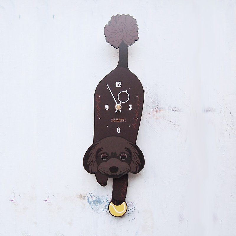 D-10 Toy Poodle(black) - Pet's pendulum clock - นาฬิกา - ไม้ 