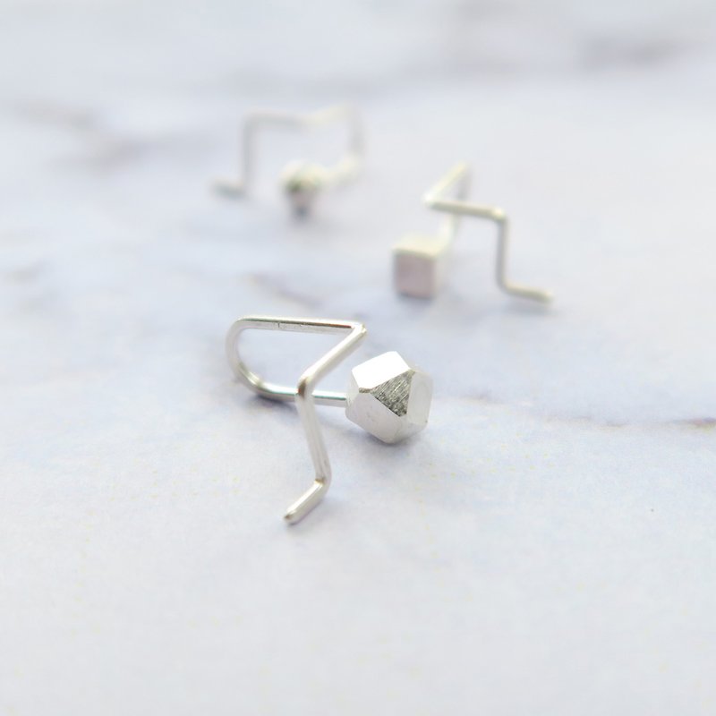 925 Silver Geometric Stone Earrings-spherical、Cubic、 Multisided-spherical