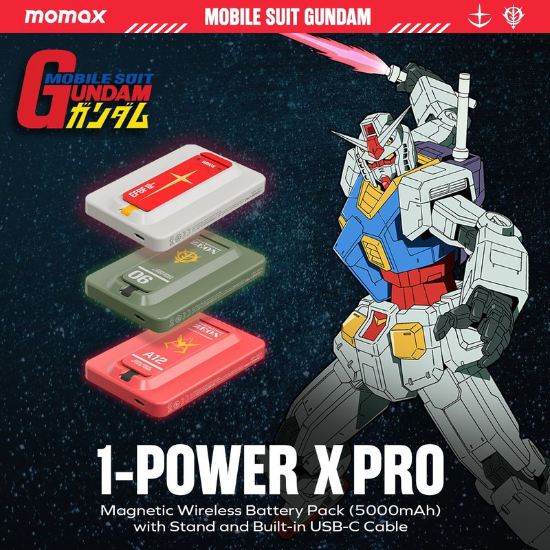 Momax 1-Power X Pro 5000mAh 3 in 1 Magnetic Wireless Power Bank - Gundam Series - Chargers & Cables - Plastic Multicolor