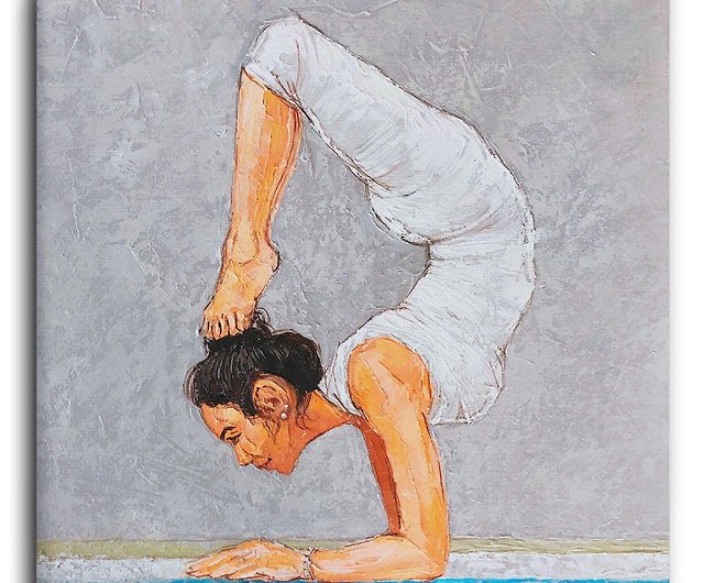 Yoga Painting on Canvas, Original Yoga Wall Art, Yoga Studio Decor, Yoga  Gift