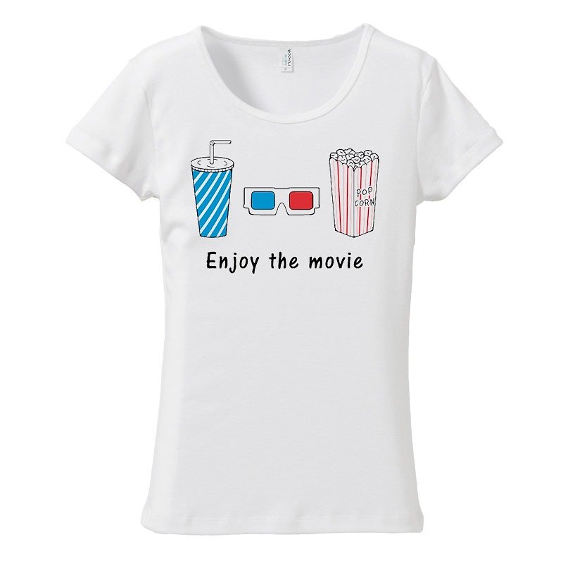 [Women's T-shirt] enjoy the movie - Women's T-Shirts - Cotton & Hemp White