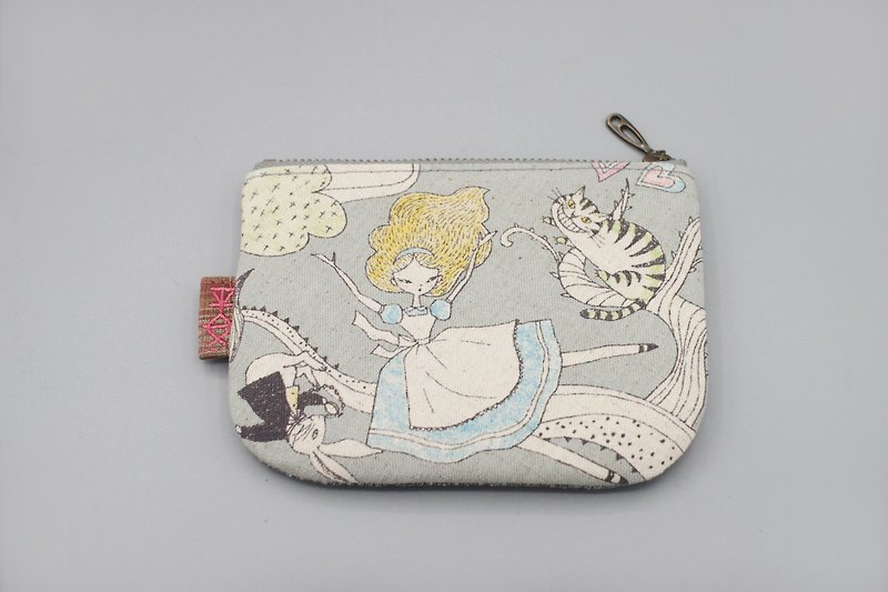 Ping An Xiaole Bag-Fairy Tale Double-sided Two-color Cloth Bag, Small Inner Bag - Coin Purses - Cotton & Hemp Silver