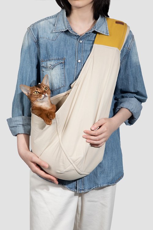HiDREAM (Three Cat) 貓咪背包寵物外出包 寵物出行包 斜跨便捷款 全棉材質