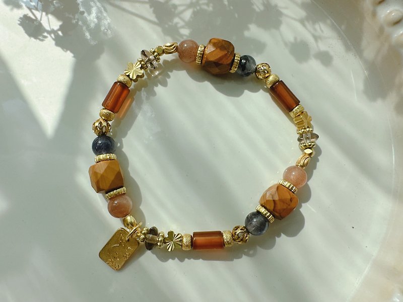 -Agarwood like crumbs-natural crystal Bronze bracelet - Bracelets - Copper & Brass 