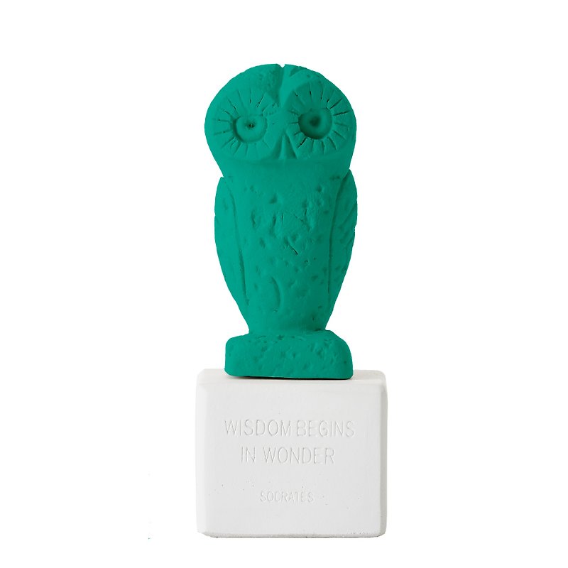 Ancient Greek Owl Ornament Owl Sophus (Light Green)-Handmade Ceramic Statue - ของวางตกแต่ง - ดินเผา สีเขียว