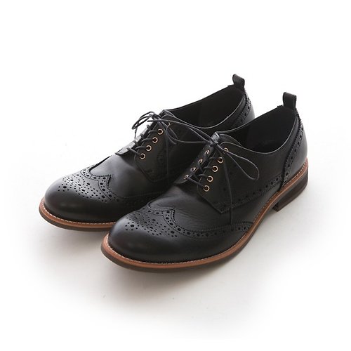 ARGIS 日本職人手工皮鞋 ARGIS 布洛克雕花德比休閒皮鞋 #41206紳士黑 -日本手工製