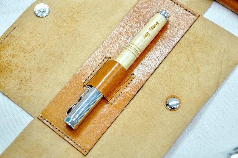 Cikou Magnetic Cap Double-Layer Steel Ball Pen Series: Straight Shape - Rollerball Pens - Wood Brown