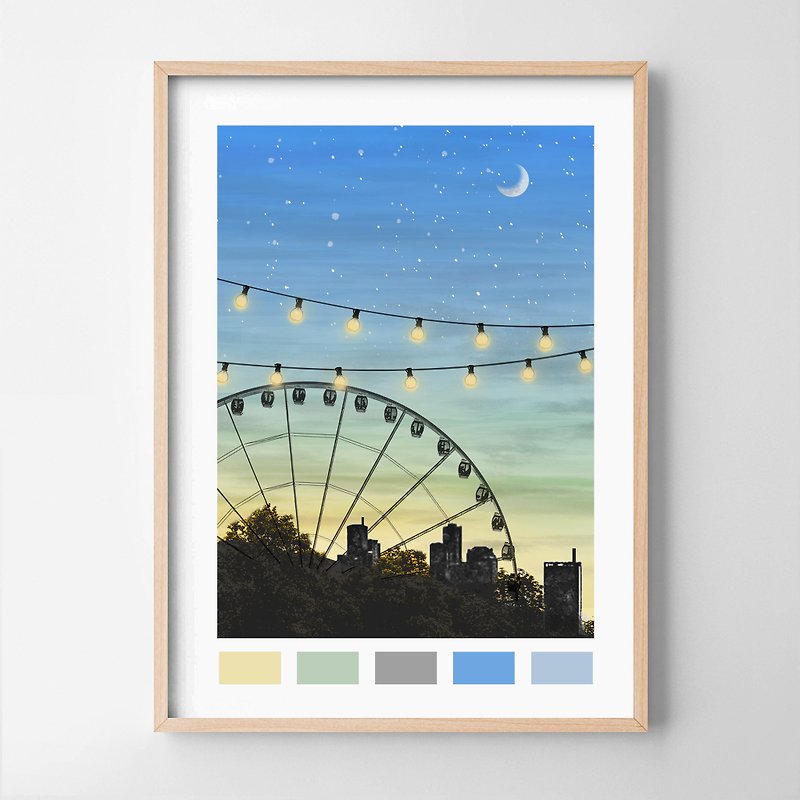 Ferris wheel print #3 painting decoration decoration bedroom bathroom dining room cafe - Items for Display - Paper 
