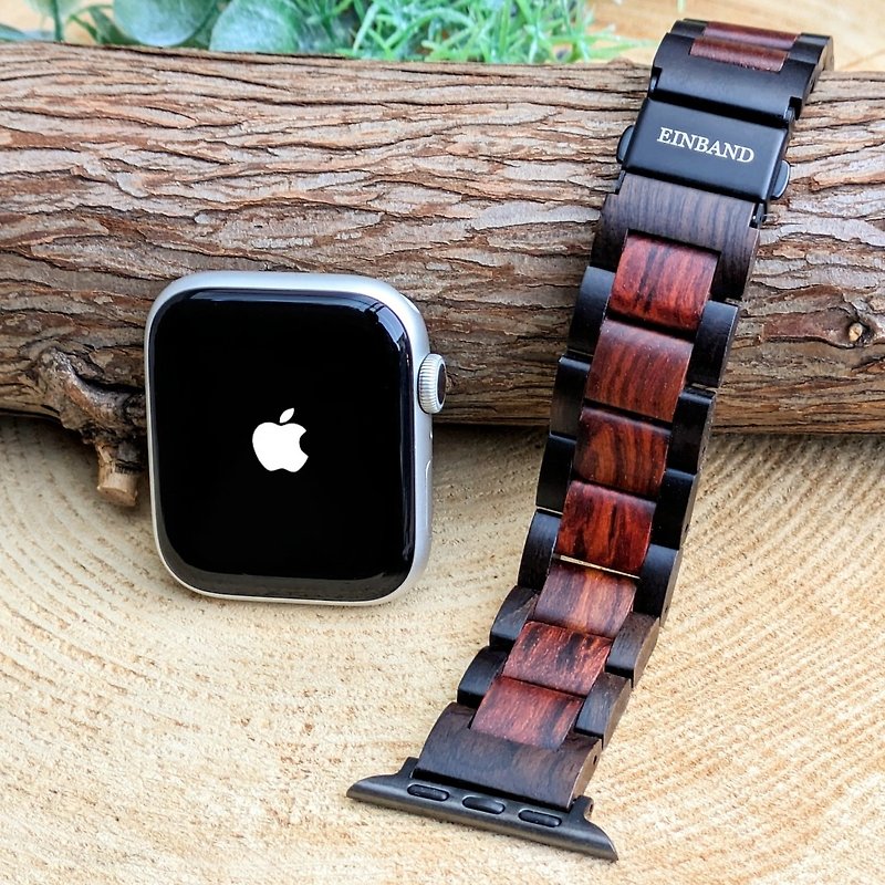 [Wooden Band] EINBAND Apple Watch Natural Wood Band Wooden Strap 20mm [Ebony Wood x Red Sandalwood] - นาฬิกาผู้หญิง - ไม้ สีนำ้ตาล