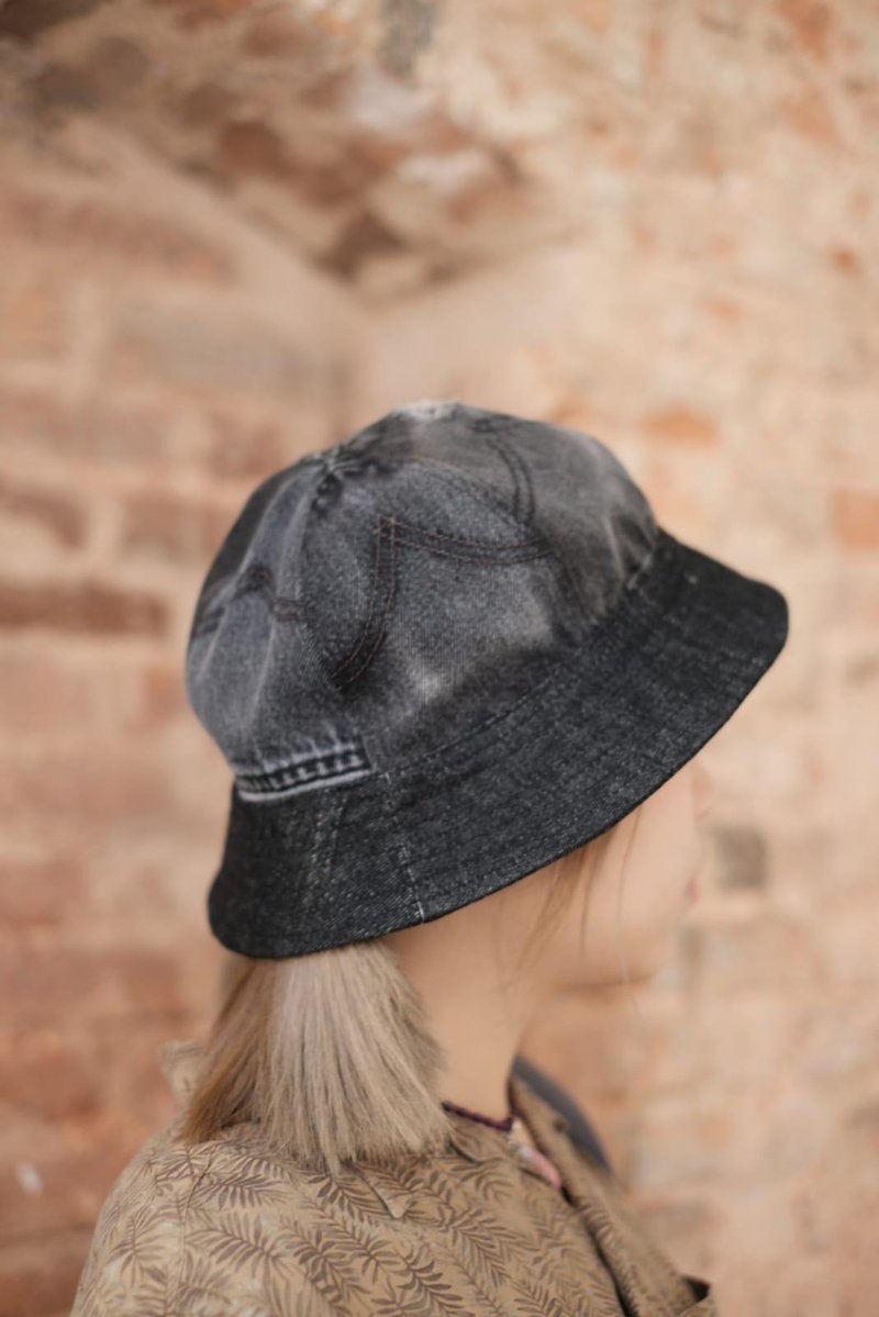 Denim Patchwork Fisherman Hat - หมวก - ผ้าฝ้าย/ผ้าลินิน 