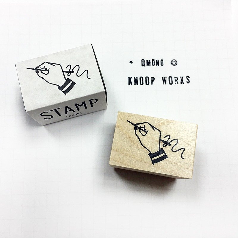 KNOOP WORKS Wooden Stamp (SEW - D) - ตราปั๊ม/สแตมป์/หมึก - ไม้ สีกากี
