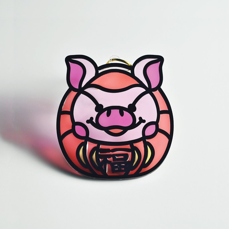 動物達摩(豬) 掛飾 l 蛇年 福貼 揮春 春聯 招財貓 招福貓 - 客製化寵物商品 - 樹脂 多色