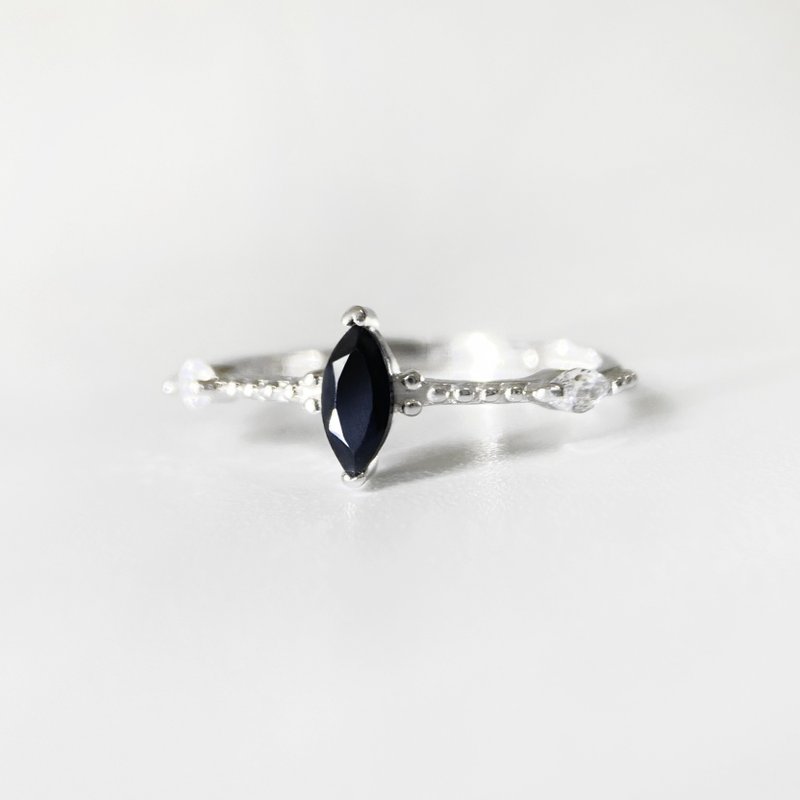 15% off for 2 pieces | Brazilian black onyx sterling silver ring (Midnight Black Endless Night Sky) - General Rings - Sterling Silver 