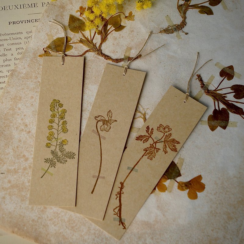 bookmark set /pressed flower of violet, mimosa, and anemone / 3bookmarks per set - ที่คั่นหนังสือ - กระดาษ 