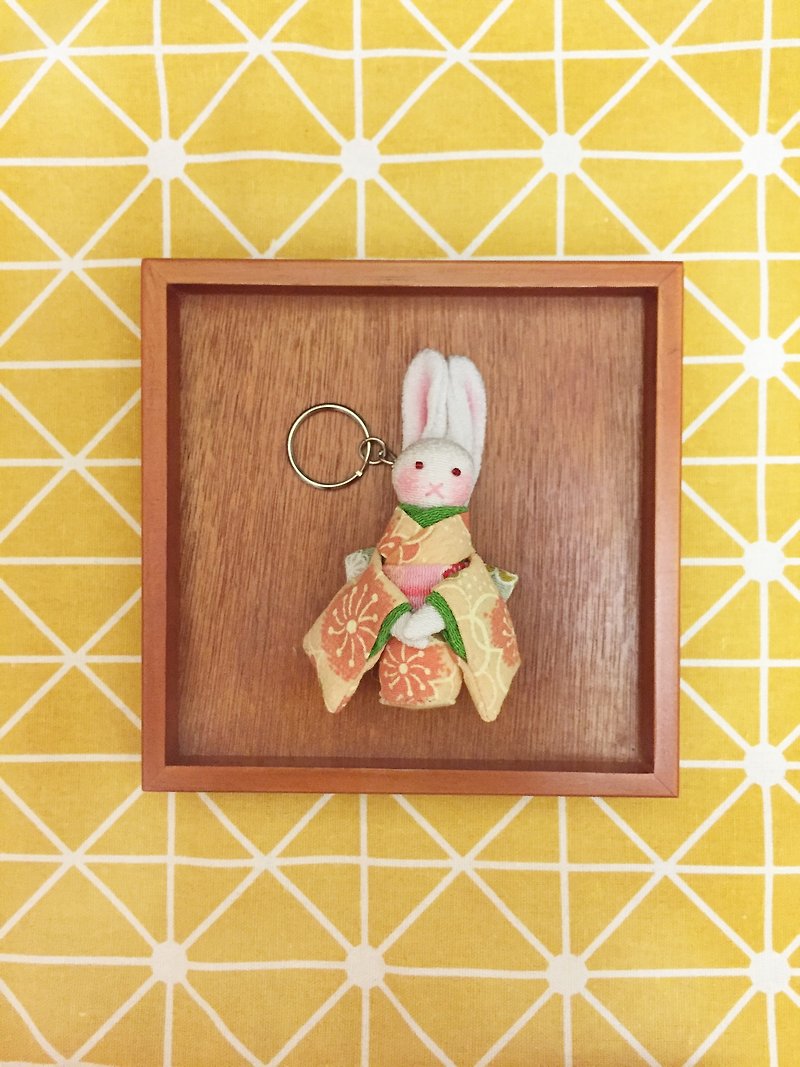 Rabbit girl kimono daily - Charm key ring - ที่ห้อยกุญแจ - กระดาษ สีส้ม