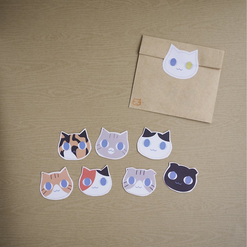 Hand Cut Stickers – Cats Heads－Orange - สติกเกอร์ - กระดาษ ขาว