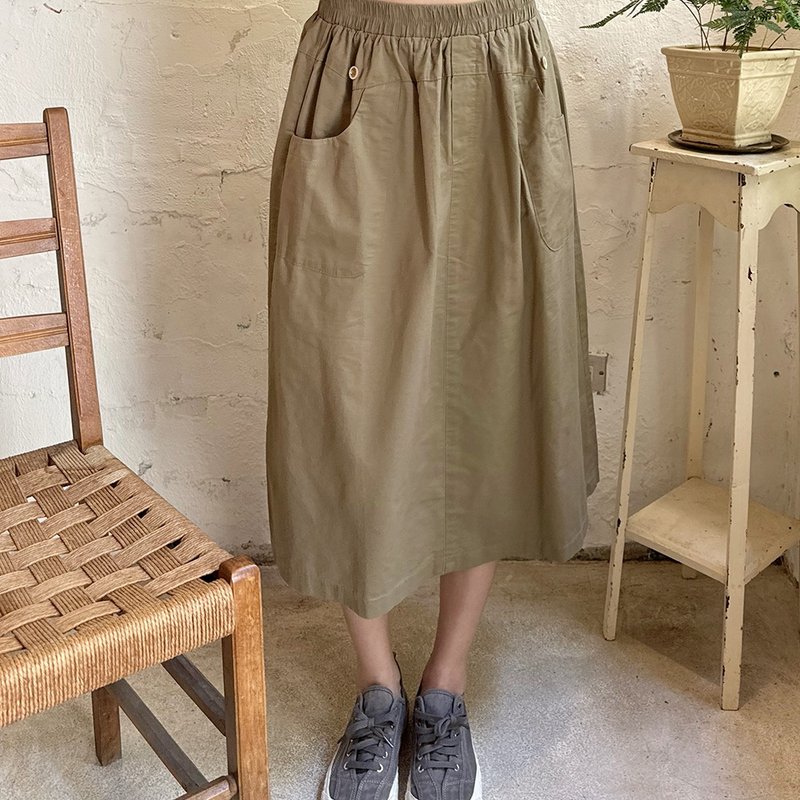 Hana Mokuba elastic waist multi-pocket maxi skirt - Skirts - Other Materials 