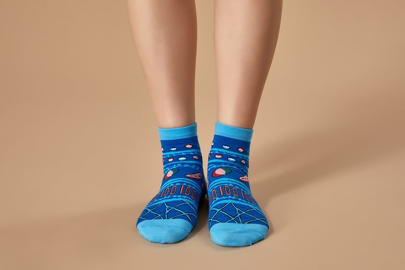 Old School Socks-Happy Fun - ถุงเท้า - วัสดุอีโค สีน้ำเงิน