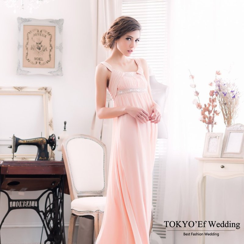 3% off Tokyo clothes hand-beaded embroidery U-neck high-waisted slim long dress - ชุดราตรี - ผ้าไหม 