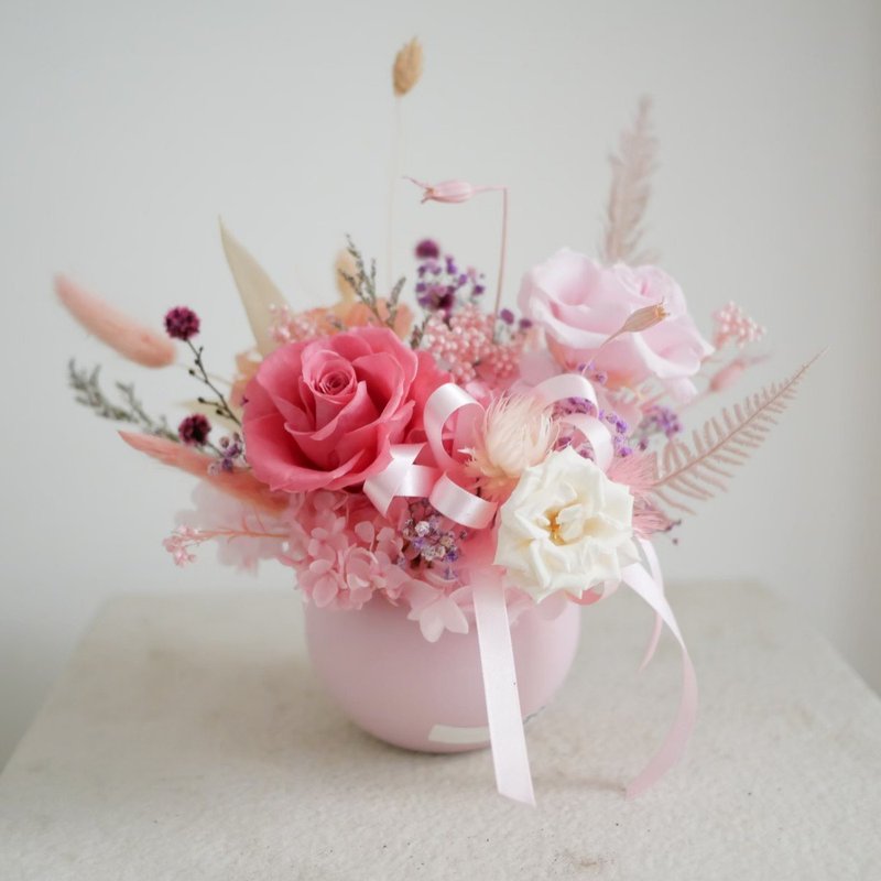 Dried flower potted plants __ pink and tender immortal round potted plants | Opening gifts, congratulations, recommended for entering the house - Dried Flowers & Bouquets - Plants & Flowers 