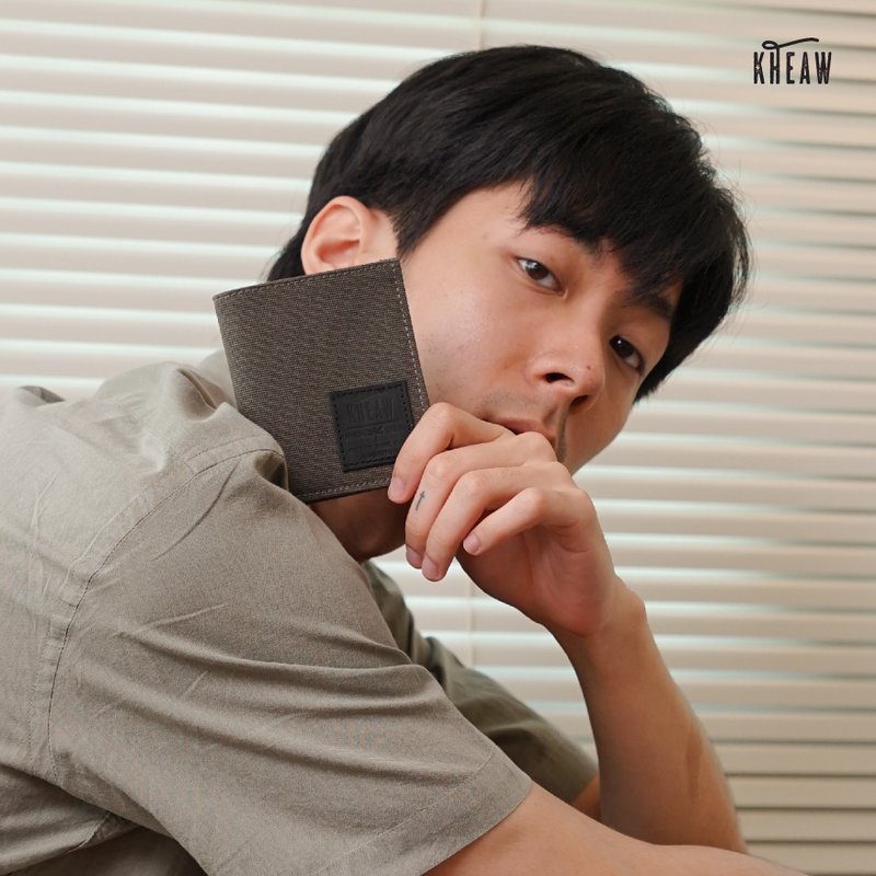Canvas 14 Bifold wallet - 皮夾/長短夾/錢包 - 棉．麻 卡其色