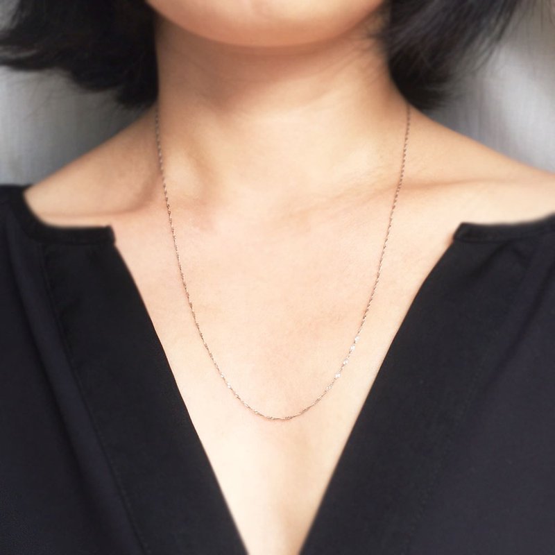 Platinum Design Long Chain Necklace - 項鍊 - 貴金屬 銀色