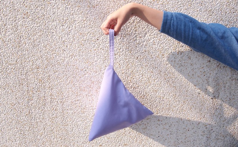 Violet Checkered Geometric Triangle Purse (M) - Toiletry Bags & Pouches - Cotton & Hemp Purple