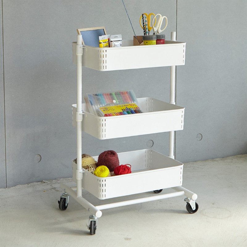 【ikloo】調節式輕巧三層推車/置物架(黑白兩色) - 居家收納/收納盒/儲物盒 - 其他材質 