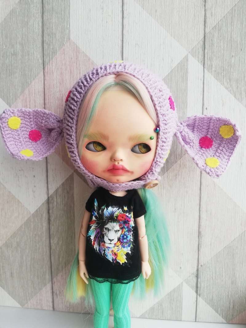Blythe hat helmet Candy - 公仔/玩偶 - 棉．麻 紫色
