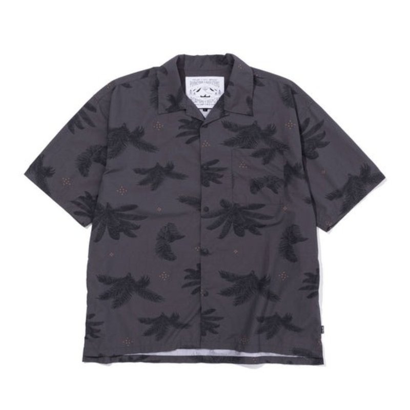 Japan limited POLER SHIRRING NYLON SHIRT casual printed shirt/black print - เสื้อเชิ้ตผู้ชาย - ไนลอน สีดำ