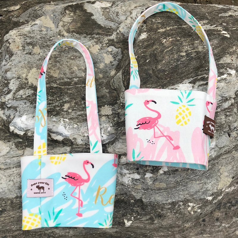 Oops double-sided waterproof cup holder - can accommodate straw - Handbags & Totes - Cotton & Hemp Multicolor