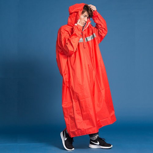 BrightDay雨衣 藏衫罩背背款-背包太空連身式風雨衣-紅