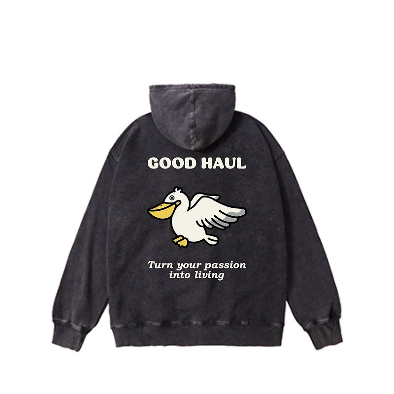Pelican unisex hooded sweatshirt black brown wash heavy retro fishing club - Unisex Hoodies & T-Shirts - Cotton & Hemp Black