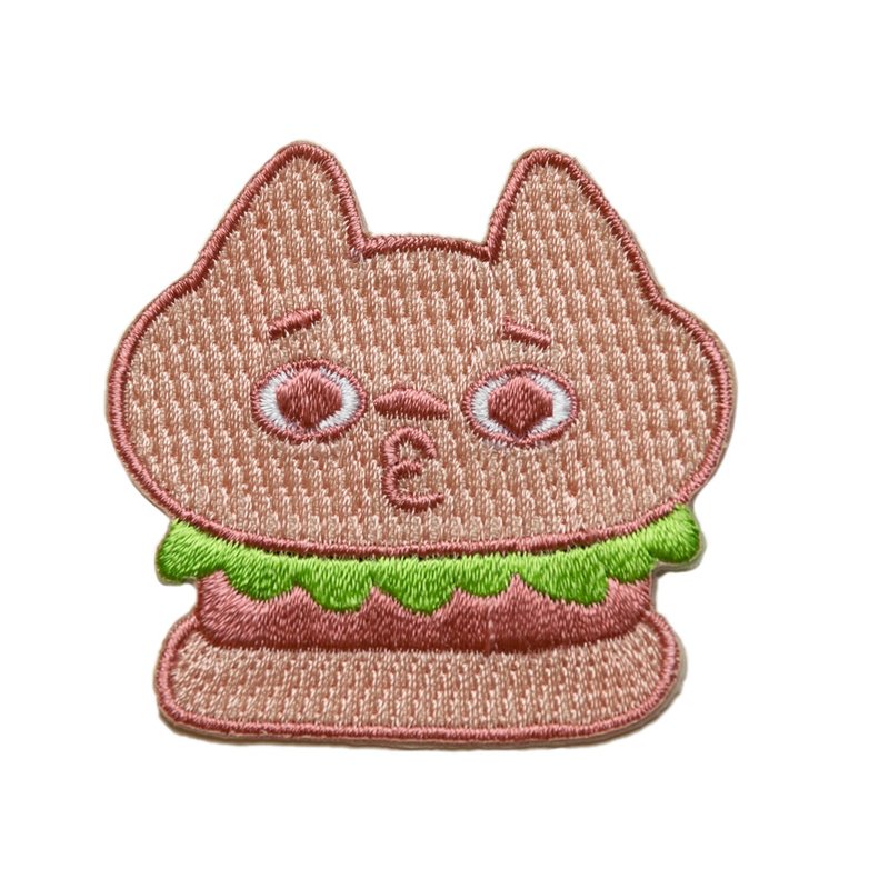 Food Cat Cat | Burger Cat Embroidery Patch - Other - Thread 