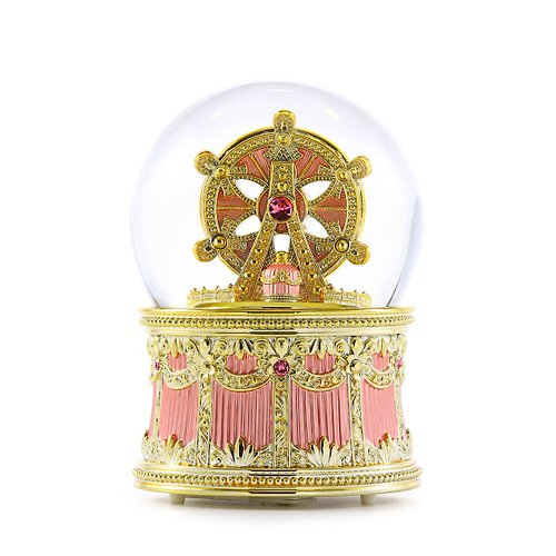 JARLL 讚爾藝術 石蕊紅珠寶風格摩天輪 水晶球音樂盒