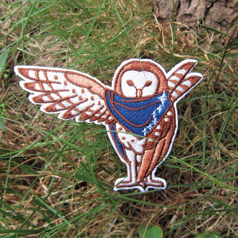 鳥繡片貼 / 別針 | 草鴞夜行刺客 - 徽章/別針 - 繡線 橘色