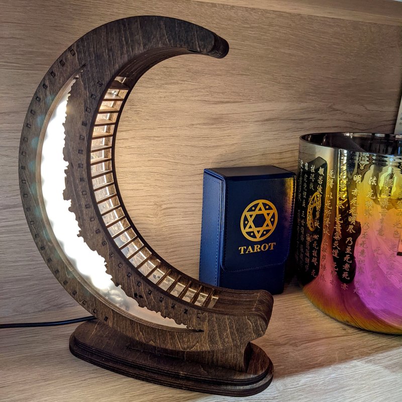 月亮夜燈 柔和 新生兒 紀念日 禮物 家居擺設 冥想 木燈 放鬆 - 燈具/燈飾 - 木頭 咖啡色