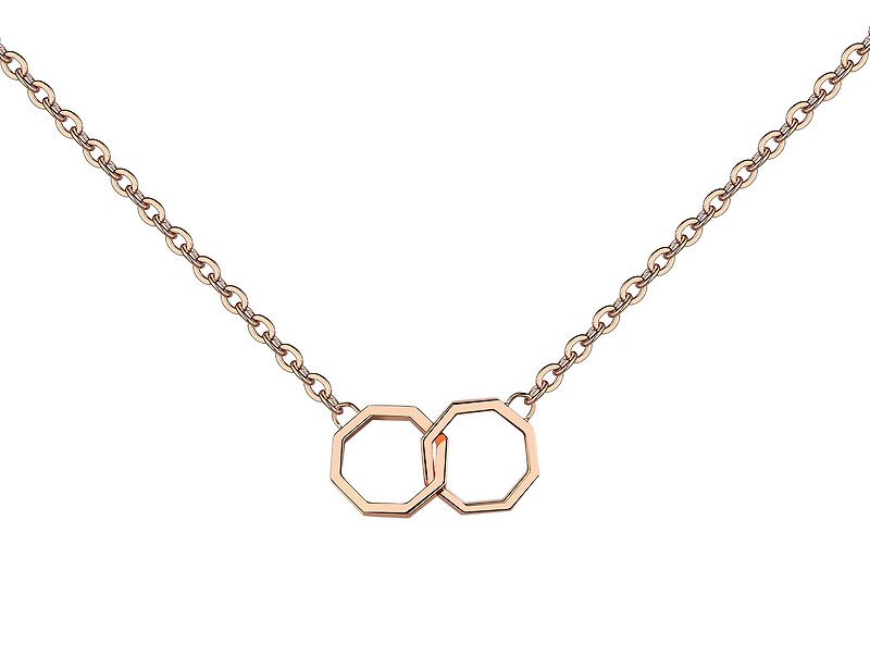 OKTO Twin Long Pendant Rose Gold - Necklaces - Stainless Steel 