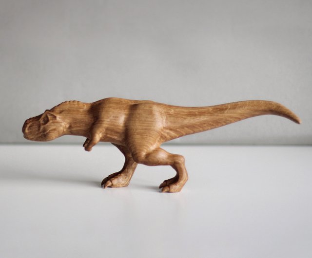 木製の恐竜ティラノサウルスレックス、木製の手彫り像T-rex