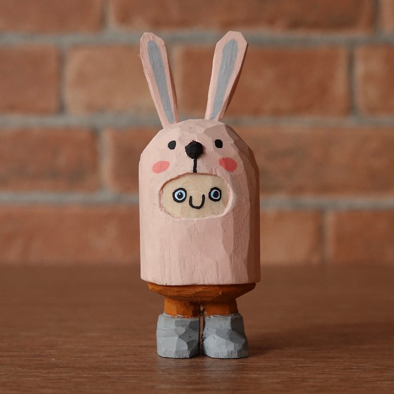Rabbit - Stuffed Dolls & Figurines - Wood Pink