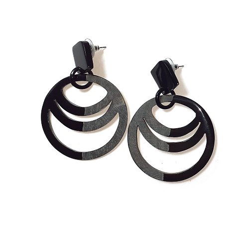 AnhCraft Half Matte Chunky Earrings Jewelry Gift Handmade Buffalo Horn Earrings