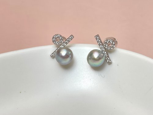 Athena珍珠設計 百分號 天然海水珍珠 akoya 真多麻 巴洛克風格 耳環