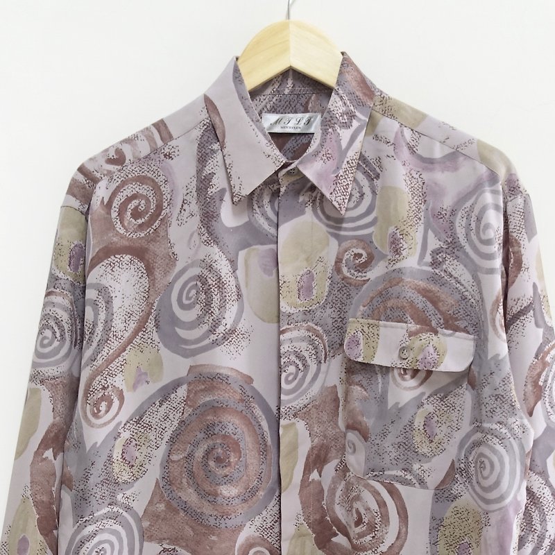 │Slowly│ Spiral - Vintage shirt│vintage. Vintage. Art - เสื้อเชิ้ตผู้ชาย - เส้นใยสังเคราะห์ หลากหลายสี