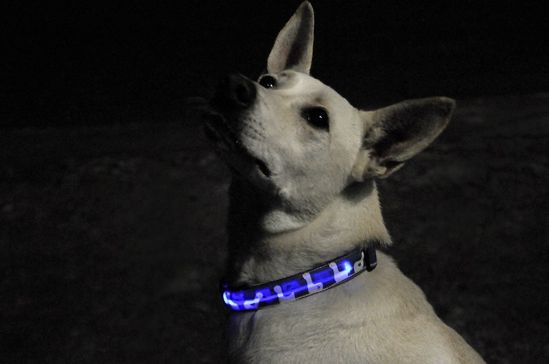 Pet luminous collar luminous collar dog collar duck totem version - ปลอกคอ - ผ้าฝ้าย/ผ้าลินิน สีน้ำเงิน
