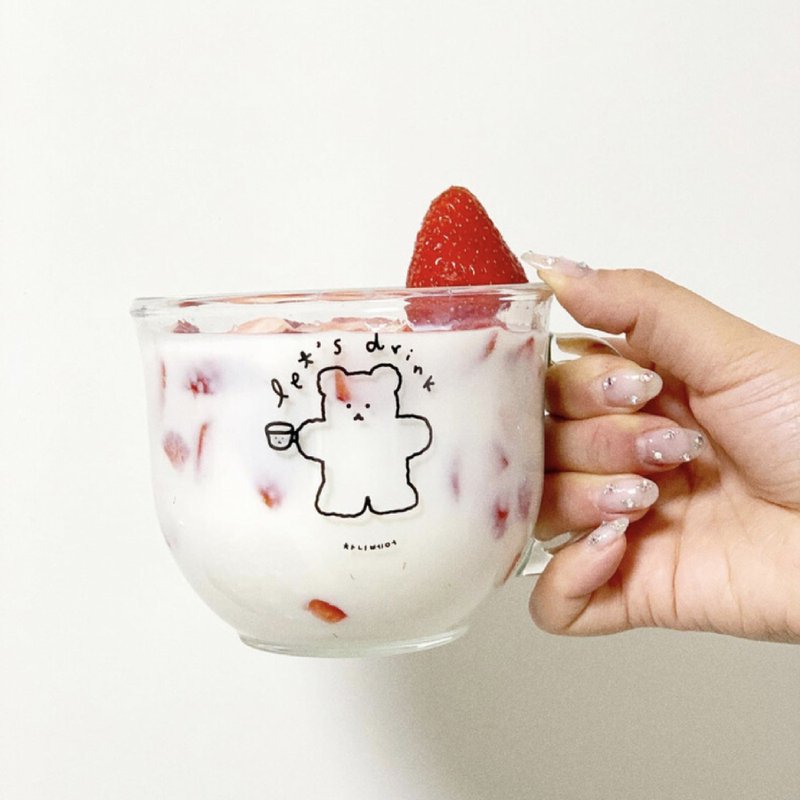 Chanibear Let's drink cereal cup (Re-stock) - 玻璃杯 - 玻璃 白色