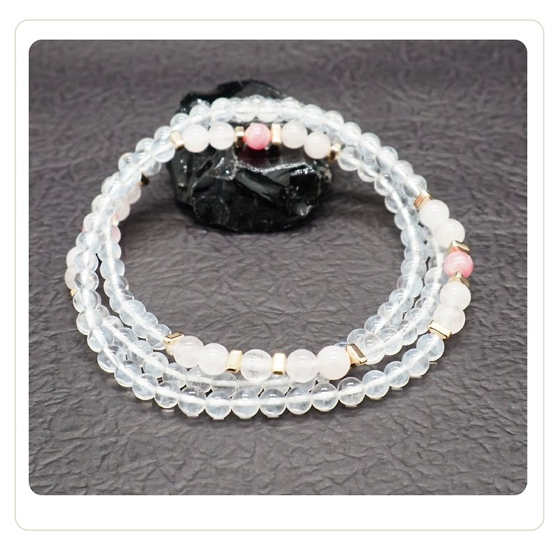 Zen | 108 rosary beads blue needle pink Stone six-word mantra - Bracelets - Crystal 