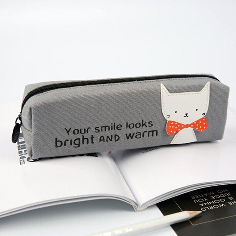 (New 5 fold, limited to 1) guest custom engraved word embroidered characters cat pencil bag simple cotton and linen canvas pencil pencil case custom gift - Pencil Cases - Cotton & Hemp 