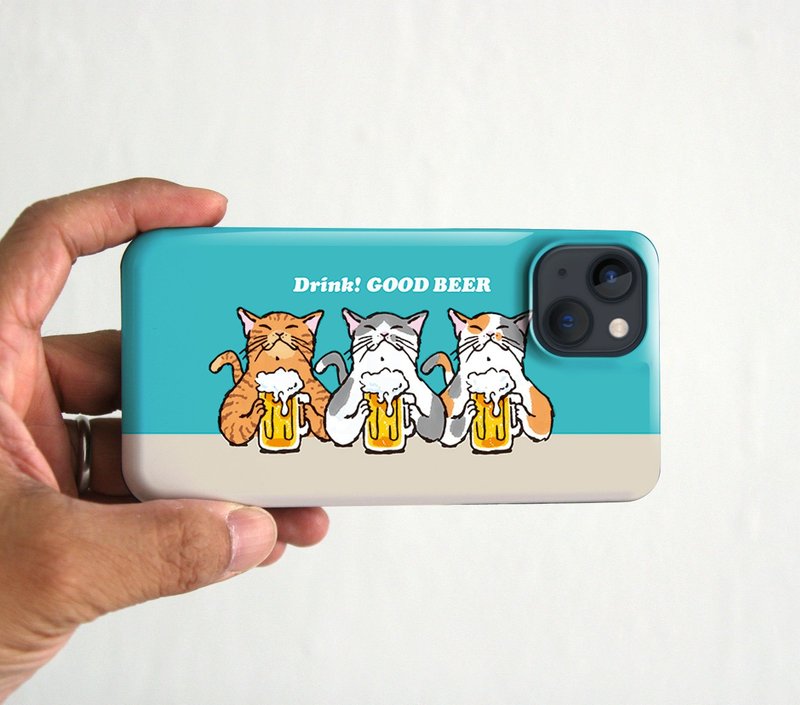 スマホケース　猫たちが乾杯　ターコイズ - 手機殼/手機套 - 塑膠 藍色
