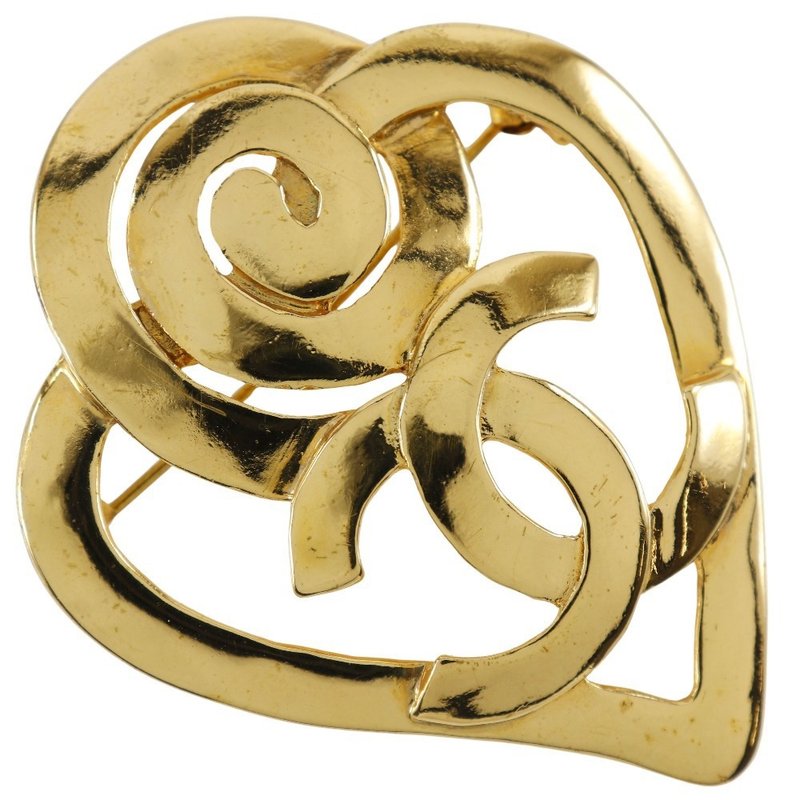 【日本直送】シャネル CHANEL ブローチ 金メッキ 95P ハート 約19.4g レディース【中古】 - 胸針 - 其他金屬 金色
