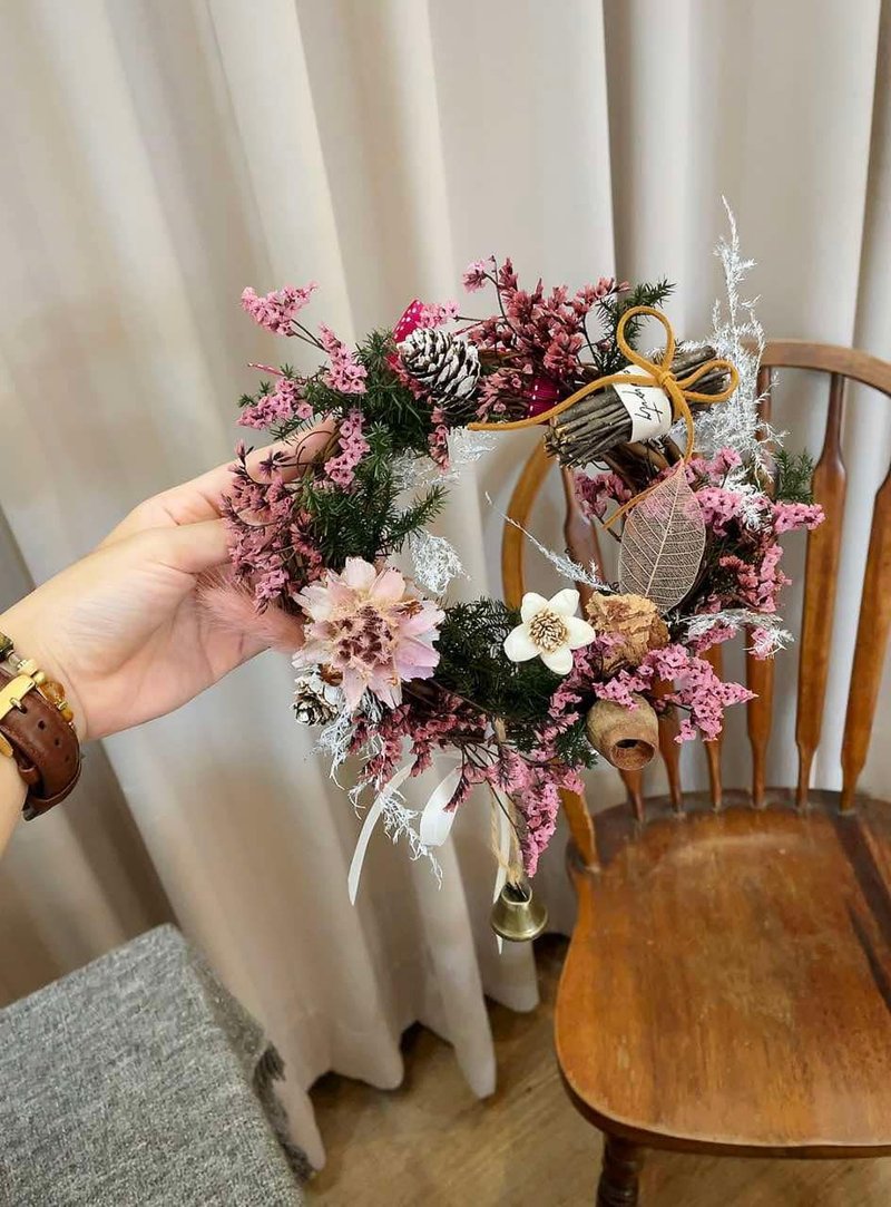 Everlasting dry wreath [pink wreath] opening flower gift, housewarming gift, housewarming gift, Christmas wreath - Dried Flowers & Bouquets - Plants & Flowers 